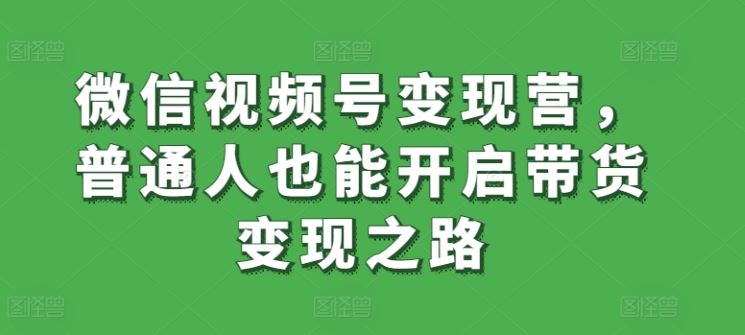 微信视频号变现营，普通人也能开启带货变现之路-志拓网创