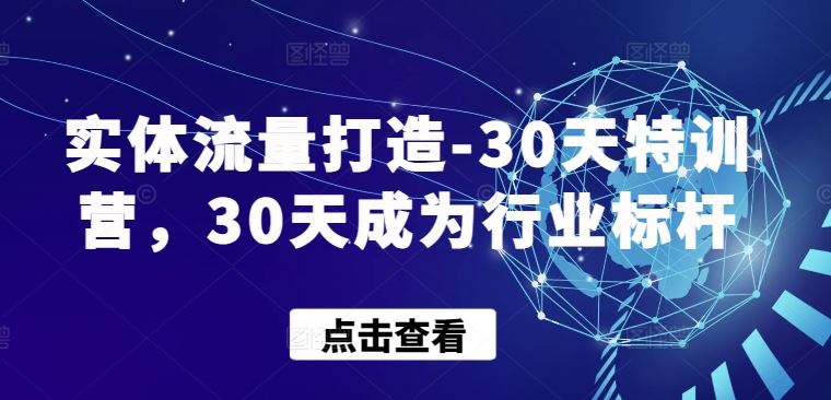 实体流量打造-30天特训营，30天成为行业标杆-志拓网创