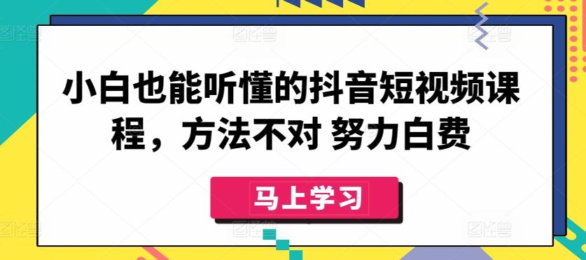 小白也能听懂的抖音短视频课程，方法不对 努力白费-志拓网创