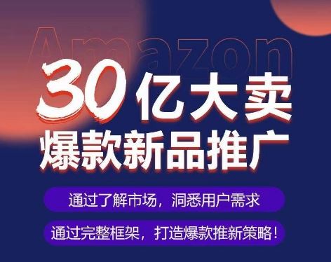 亚马逊·30亿大卖爆款新品推广，可复制、全程案例实操的爆款推新SOP-志拓网创