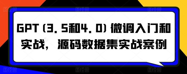 GPT(3.5和4.0)微调入门和实战，源码数据集实战案例-志拓网创