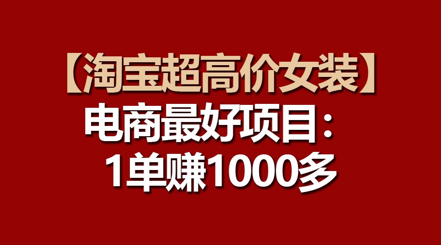 【淘宝超高价女装】电商最好项目：一单赚1000多-志拓网创