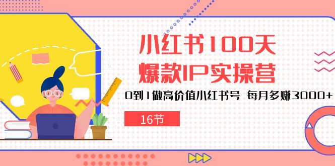 小红书100天爆款IP实操营，0到1做高价值小红书号，每月多赚3000+（16节）-志拓网创