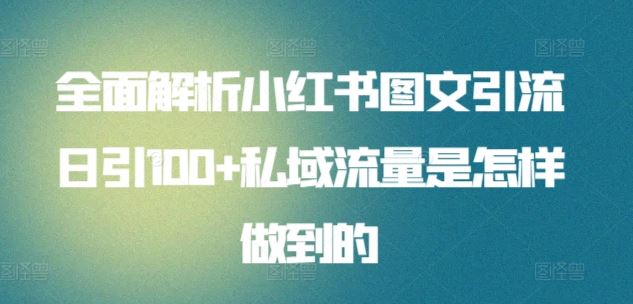全面解析小红书图文引流日引100+私域流量是怎样做到的【揭秘】-志拓网创