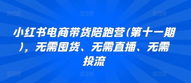 小红书电商带货陪跑营(第十一期)，无需囤货、无需直播、无需投流-志拓网创
