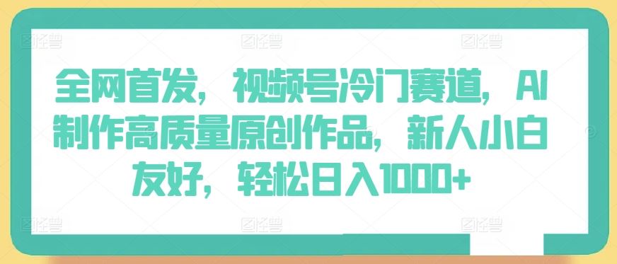 全网首发，视频号冷门赛道，AI制作高质量原创作品，新人小白友好，轻松日入1000+【揭秘】-志拓网创