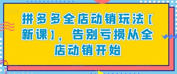 拼多多全店动销玩法【新课】，告别亏损从全店动销开始-志拓网创