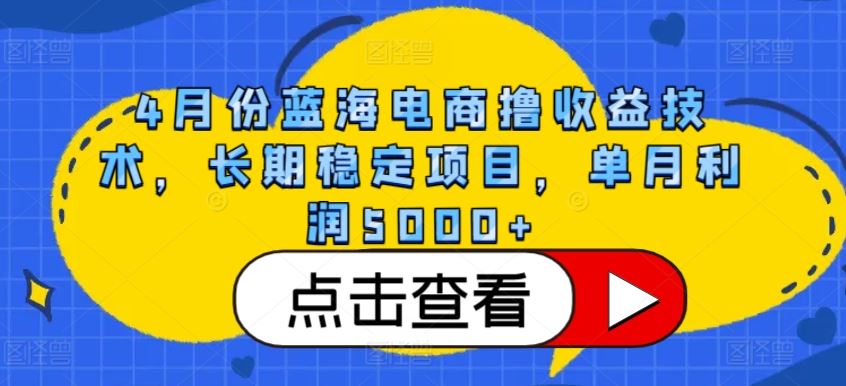 4月份蓝海电商撸收益技术，长期稳定项目，单月利润5000+【揭秘】-志拓网创