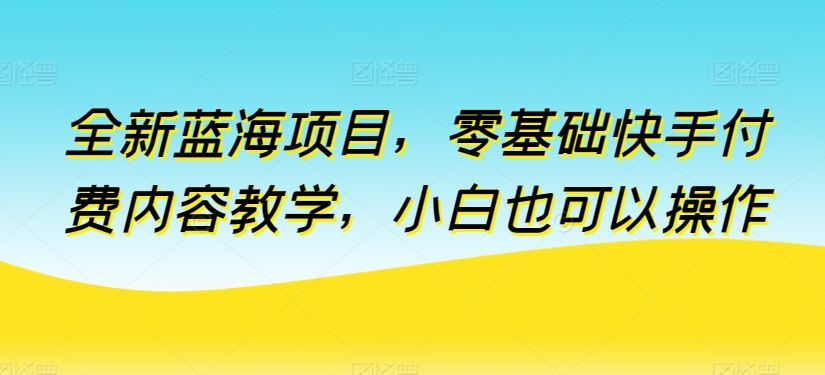 全新蓝海项目，零基础快手付费内容教学，小白也可以操作【揭秘】-志拓网创