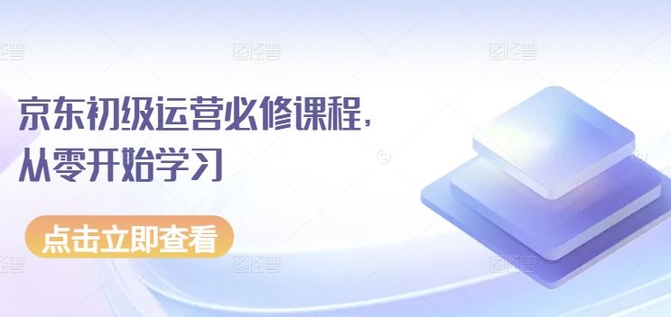 京东初级运营必修课程，从零开始学习-志拓网创