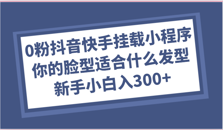0粉抖音快手挂载小程序，你的脸型适合什么发型玩法，新手小白日入300+-志拓网创