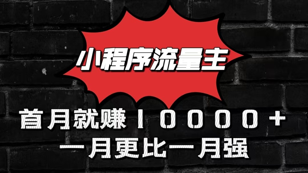 小程序流量主首月就赚10000+，一月更比一月强！小本创业首选-志拓网创