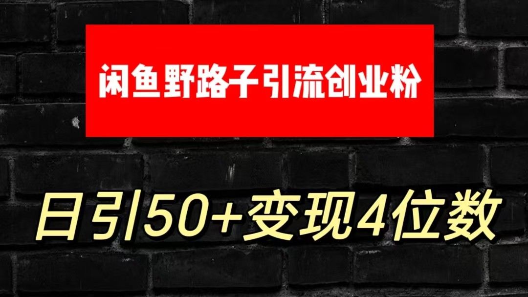 大眼闲鱼野路子引流创业粉，日引50+单日变现四位数-志拓网创