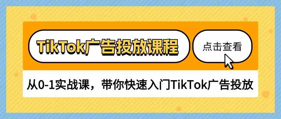 TikTok广告投放课程，从0-1实战课，带你快速入门TikTok广告投放（30节课）-志拓网创