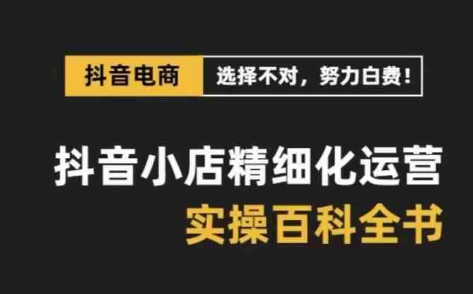抖音小店精细化运营百科全书，保姆级运营实战讲解（更新）-志拓网创