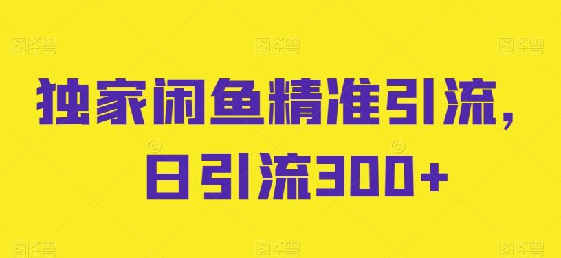 独家闲鱼精准引流，日引流300+【揭秘】-志拓网创