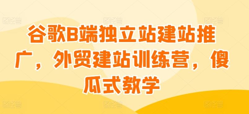 谷歌B端独立站建站推广，外贸建站训练营，傻瓜式教学-志拓网创
