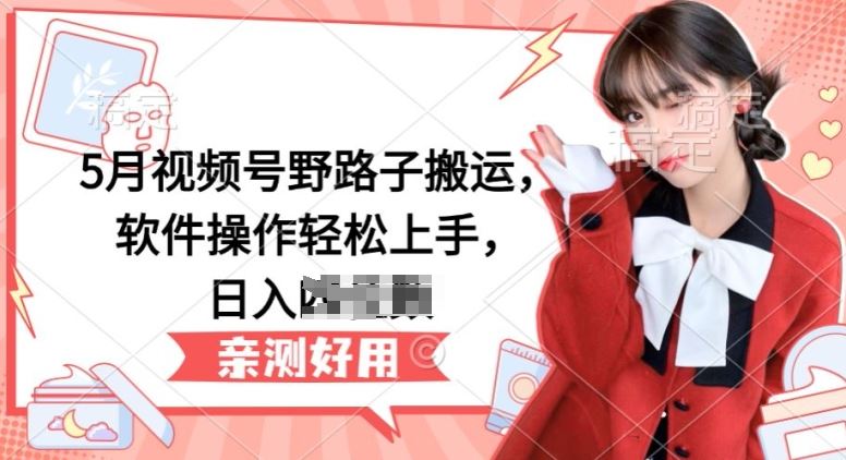 5月视频号野路子搬运，软件操作轻松上手，日入三位数【揭秘】-志拓网创