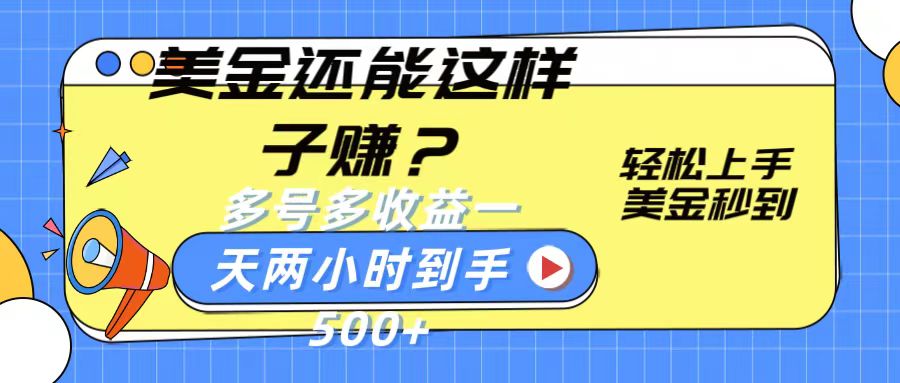 美金还能这样子赚？轻松上手，美金秒到账 多号多收益，一天 两小时，到手500+-志拓网创