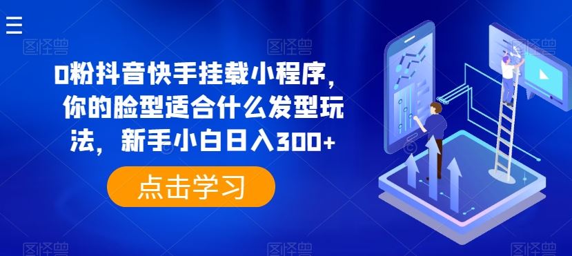 0粉抖音快手挂载小程序，你的脸型适合什么发型玩法，新手小白日入300+【揭秘】-志拓网创