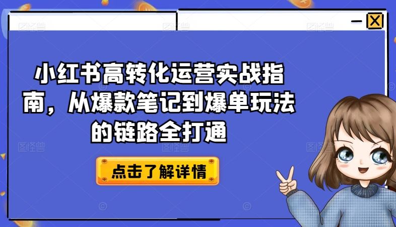 小红书高转化运营实战指南，从爆款笔记到爆单玩法的链路全打通-志拓网创