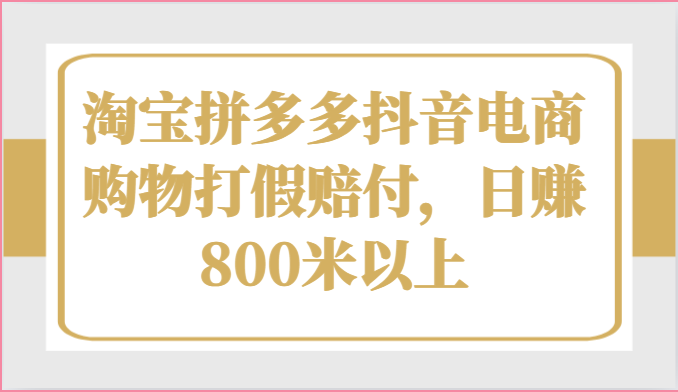 淘宝拼多多抖音电商购物打假赔付，日赚800米以上-志拓网创