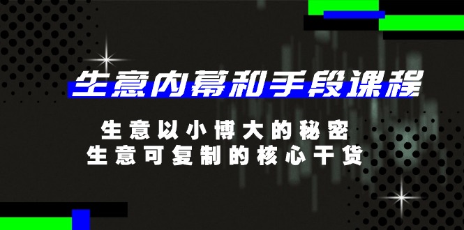 生意内幕和手段课程，生意以小博大的秘密，生意可复制的核心干货（20节）-志拓网创