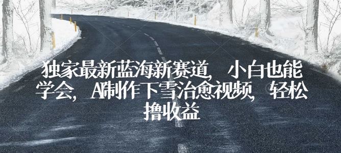 独家最新蓝海新赛道，小白也能学会，AI制作下雪治愈视频，轻松撸收益【揭秘】-志拓网创