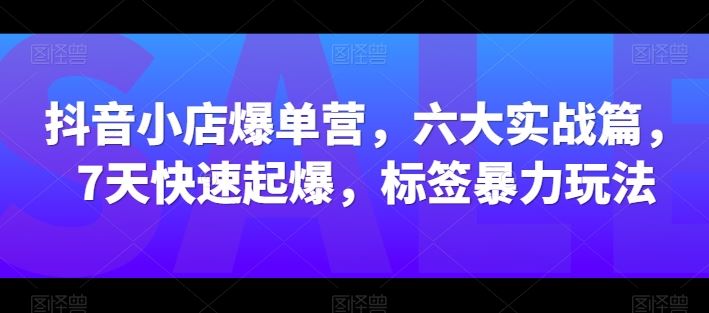抖音小店爆单营，六大实战篇，7天快速起爆，标签暴力玩法-志拓网创