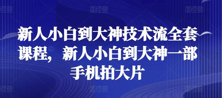 新人小白到大神技术流全套课程，新人小白到大神一部手机拍大片-志拓网创