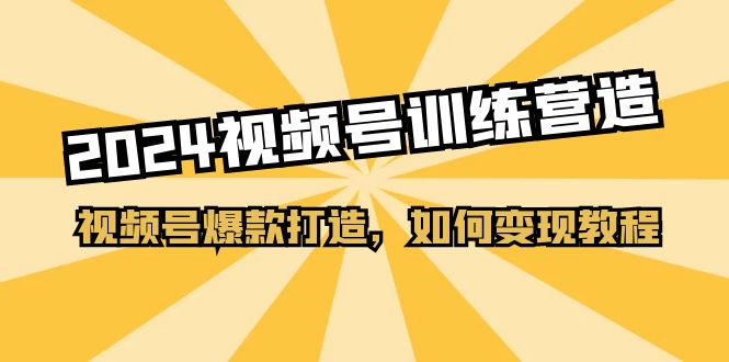 2024视频号训练营，视频号爆款打造，如何变现教程（20节课）-志拓网创