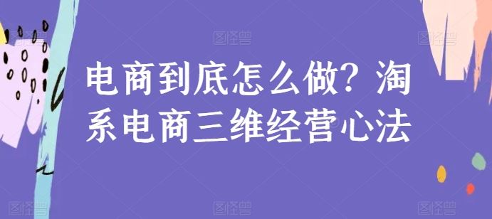 电商到底怎么做？淘系电商三维经营心法-志拓网创
