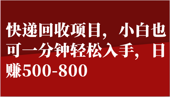 快递回收项目，小白也可一分钟轻松入手，日赚500-800-志拓网创