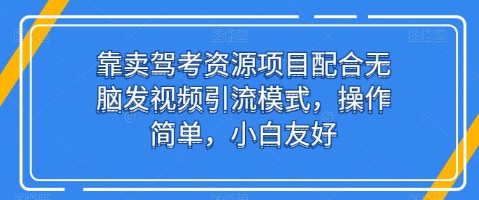 靠卖驾考资源项目配合无脑发视频引流模式，操作简单，小白友好【揭秘】-志拓网创