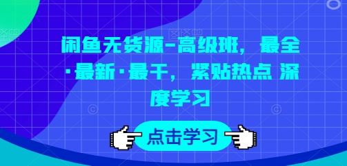 闲鱼无货源-高级班，最全·最新·最干，紧贴热点 深度学习-志拓网创