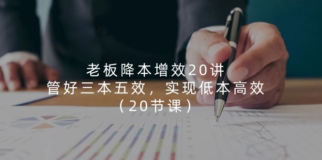老板降本增效20讲，管好三本五效，实现低本高效（20节课）-志拓网创