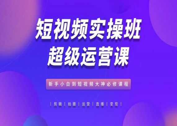 短视频实操班超级运营课，新手小白到短视频大神必修课程-志拓网创