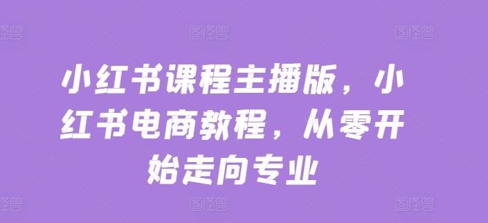 小红书课程主播版，小红书电商教程，从零开始走向专业-志拓网创