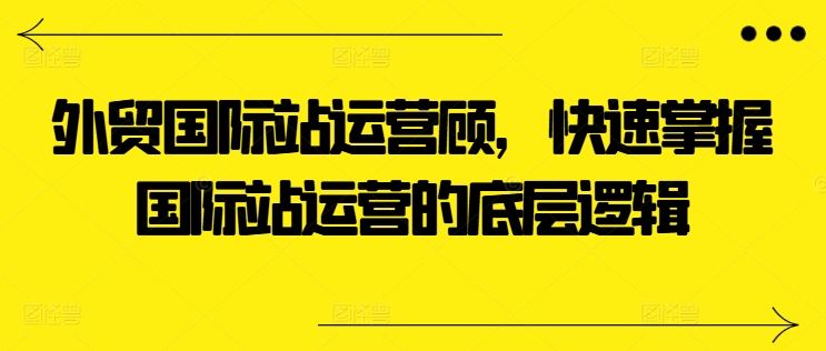 外贸国际站运营顾问，快速掌握国际站运营的底层逻辑-志拓网创