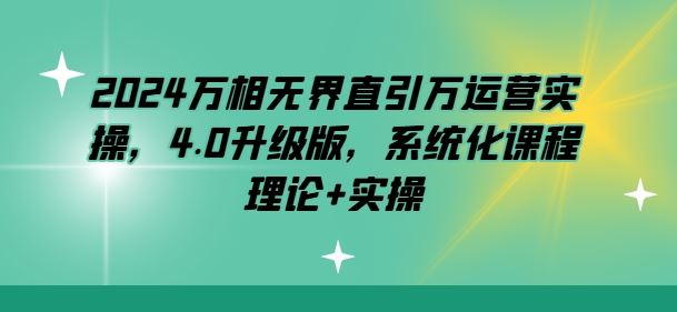 2024万相无界直引万运营实操，4.0升级版，系统化课程 理论+实操-志拓网创