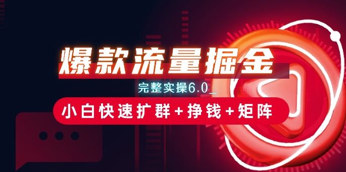 爆款流量掘金_完整实操6.0_小白快速扩群+挣钱+矩阵思路【揭秘】-志拓网创