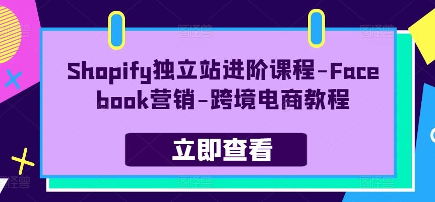 Shopify独立站进阶课程-Facebook营销-跨境电商教程-志拓网创