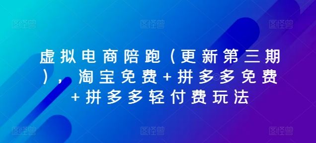 虚拟电商陪跑(更新第三期)，淘宝免费+拼多多免费+拼多多轻付费玩法-志拓网创
