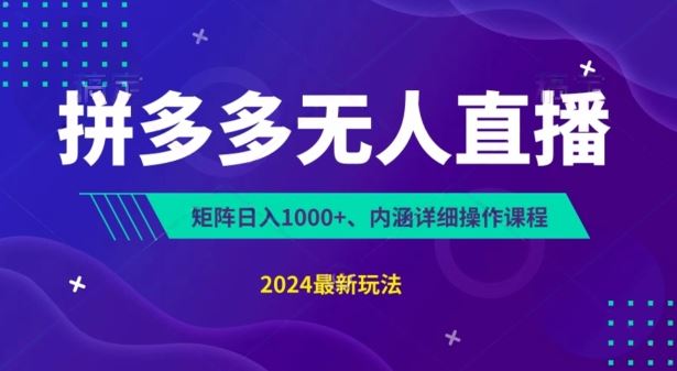 拼多多无人直播不封号，0投入，3天必起，无脑挂机，日入1k+【揭秘】-志拓网创