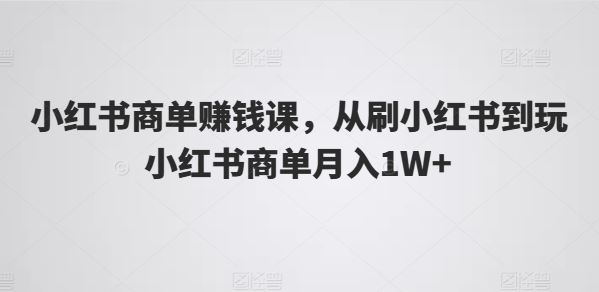 小红书商单赚钱课，从刷小红书到玩小红书商单月入1W+-志拓网创