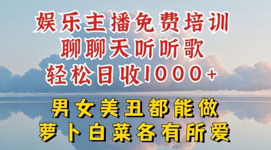 娱乐主播免费培训聊聊天听听歌轻松日收1K+，男女美丑都能做萝卜白菜各有所爱【揭秘】-志拓网创