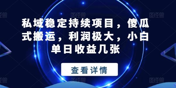 私域稳定持续项目，傻瓜式搬运，利润极大，小白单日收益几张【揭秘】-志拓网创