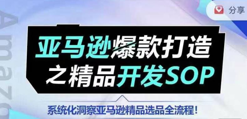 【训练营】亚马逊爆款打造之精品开发SOP，系统化洞察亚马逊精品选品全流程-志拓网创