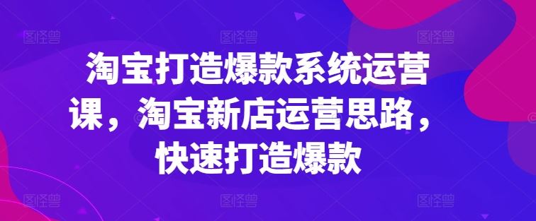 淘宝打造爆款系统运营课，淘宝新店运营思路，快速打造爆款-志拓网创