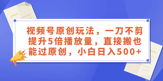 （8286期）视频号原创玩法，一刀不剪提升5倍播放量，直接搬也能过原创，小白日入500+-志拓网创